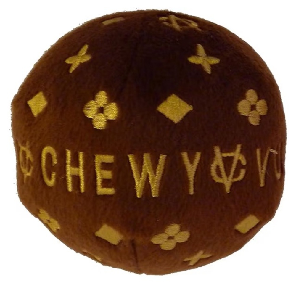Chewy V Brown and Gold Plush Dog Ball